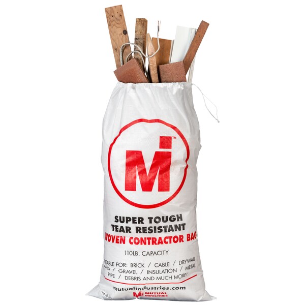 Mutual Industries 42 Gal. Contractor White Woven Reinforced Trash Bags with Drawstring Closure, 20PK 14981-10-110 - main